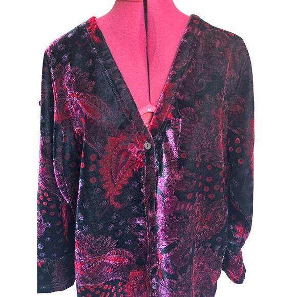 White Stag‎ Women’s One Button Paisley Velvet Cardigan - Picture 2 of 5